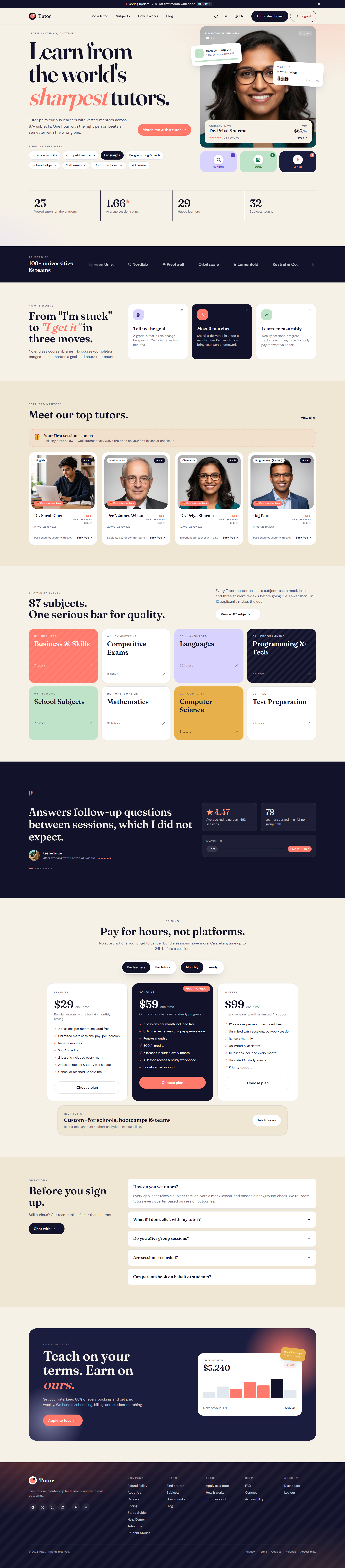 Tutor SaaS | Online Tutor Booking and Marketplace Platform screenshot 1 of 10