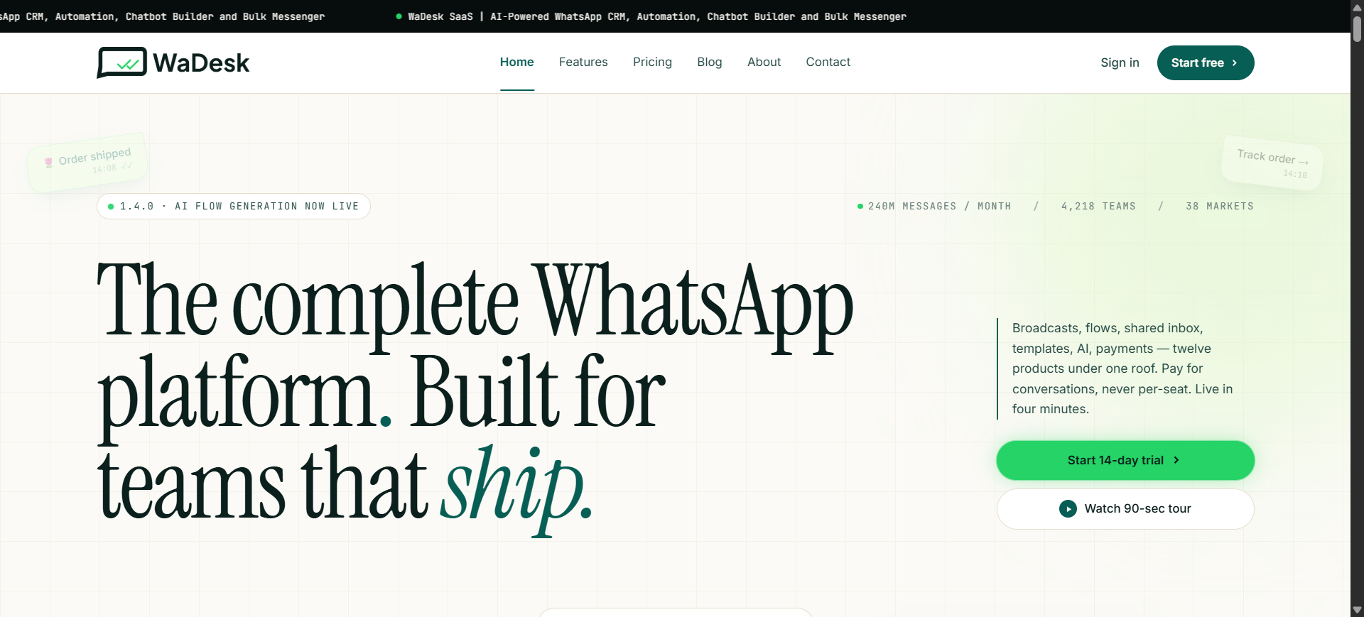 WaDesk SaaS | AI-Powered WhatsApp CRM, Automation, Chatbot Builder and Bulk Messenger screenshot 3 of 4